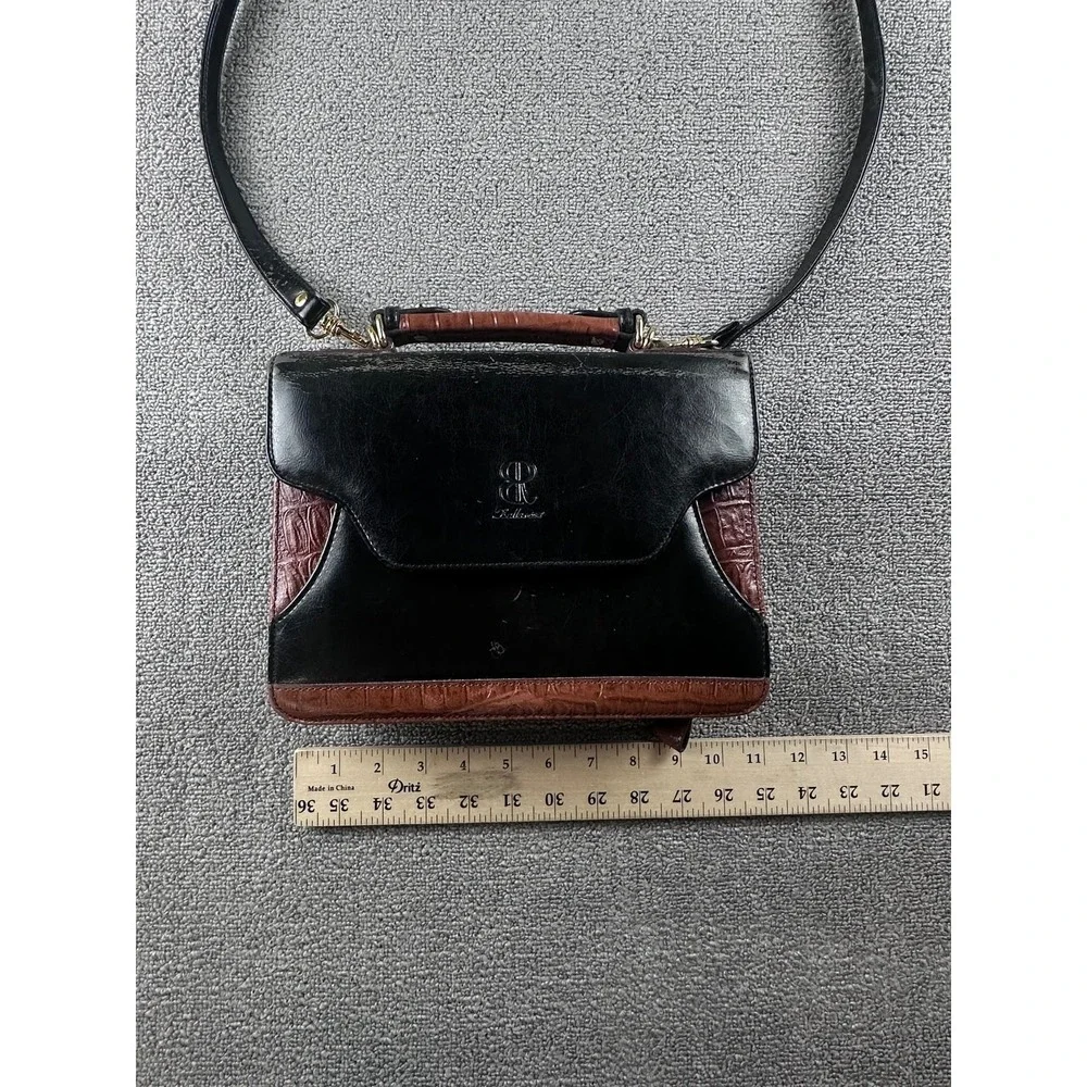 Vintage Bellarosa Satchel Handbag Women Black Brown Top Handle Academic Luxury